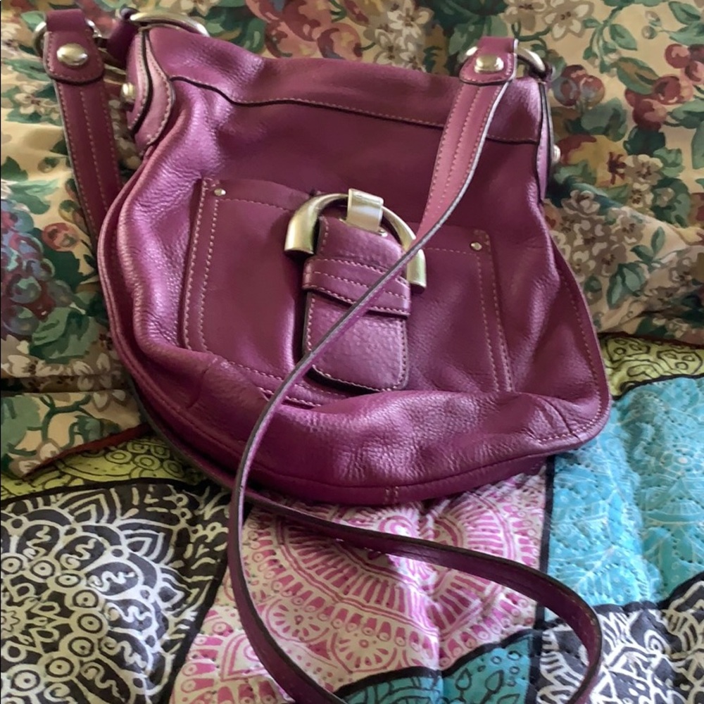 Makowsky purple leather crossover bag